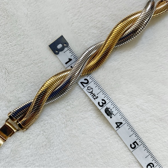 Vintage 60s/70s Napier Snake Chain Twist Two-Tone Stretch Bracelet Gold Silver - Picture 12 of 12